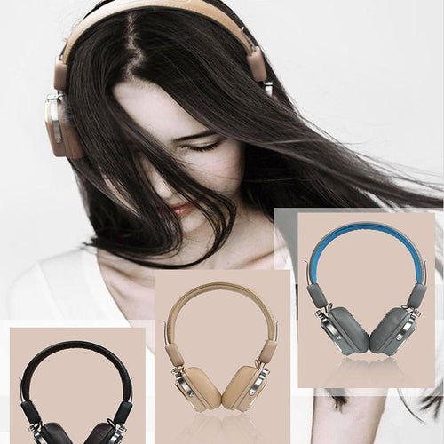 Bluetooth headphone wireless stereo bass fold earbuds Classical leather comfort ear pad headset with MIC