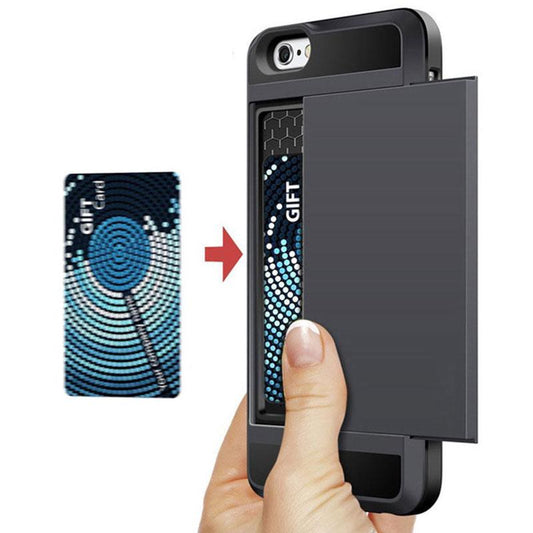 Sliding Credit Card Slot Wallet TPU Shockproof Case for iPhone