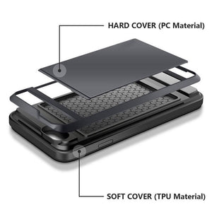 Sliding Credit Card Slot Wallet TPU Shockproof Case for iPhone