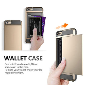 Sliding Credit Card Slot Wallet TPU Shockproof Case for iPhone