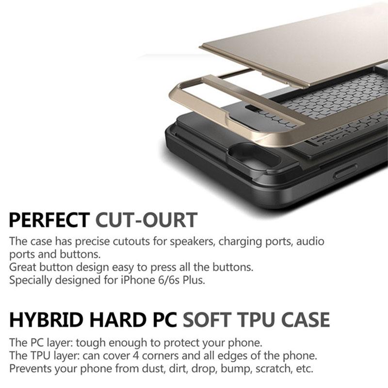 Sliding Credit Card Slot Wallet TPU Shockproof Case for iPhone