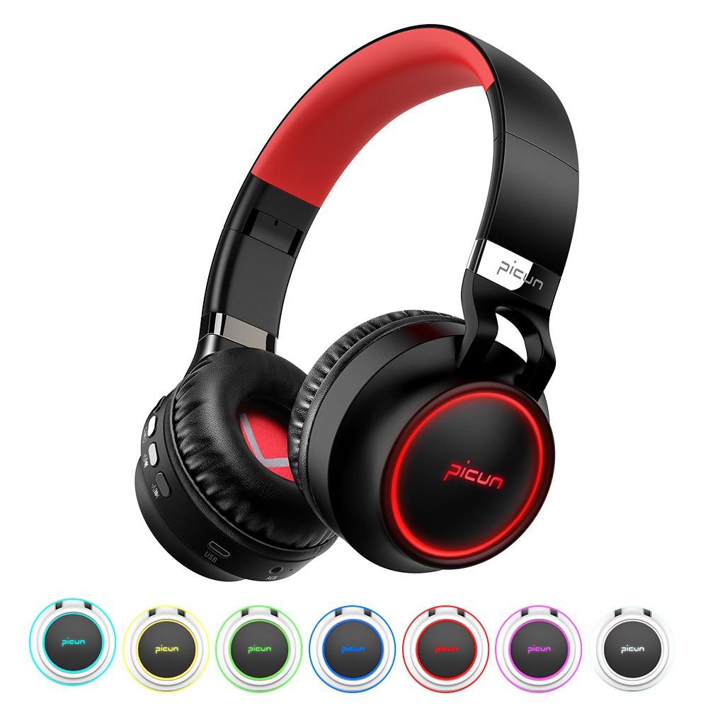 Bass Wireless Headphones 7 Colors Glow With MIC Support TF Card
