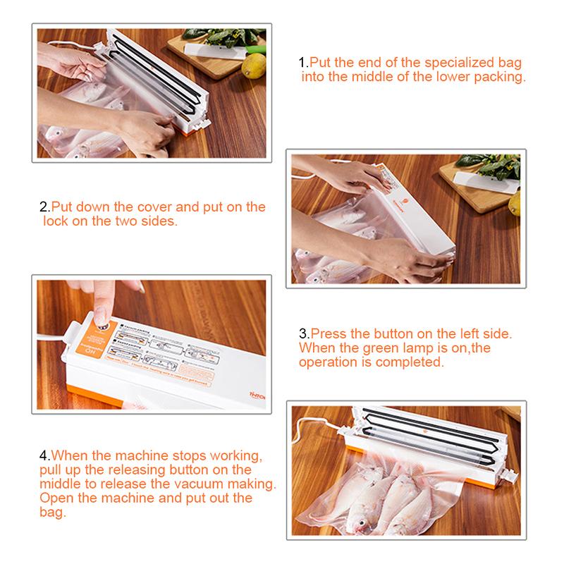 TintonLife 220V/110V Household Food Vacuum Sealer Packaging Machine Film Sealer Vacuum Packer Including 15Pcs Bags