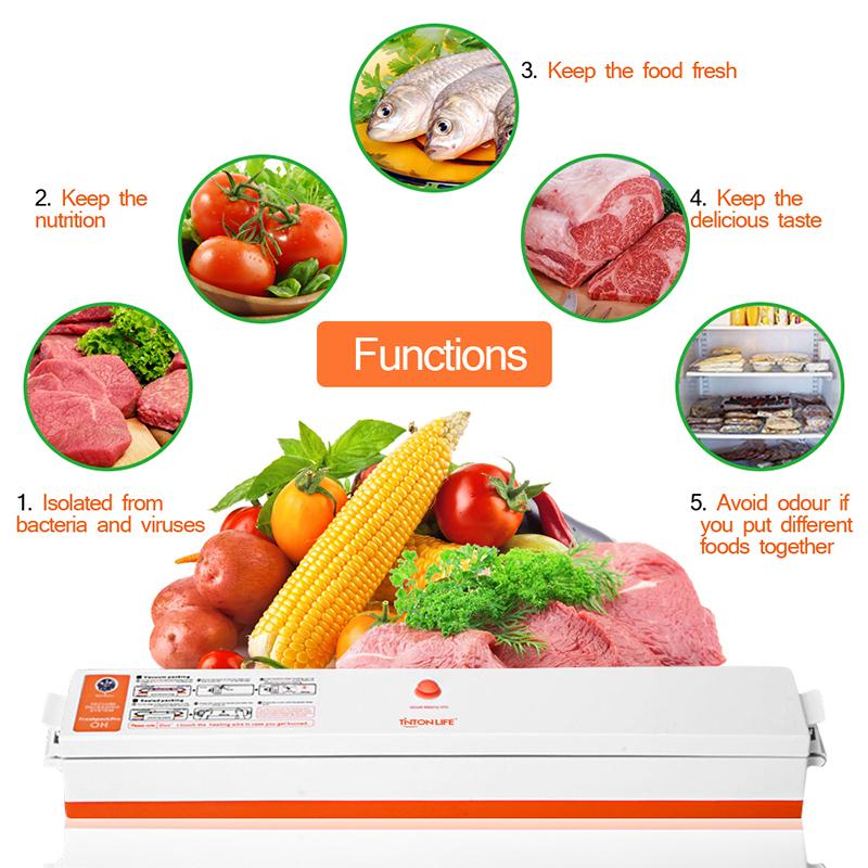 TintonLife 220V/110V Household Food Vacuum Sealer Packaging Machine Film Sealer Vacuum Packer Including 15Pcs Bags