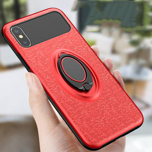 Car Holder Stand Magnetic Bracket Finger Ring Soft Frame+Hard PC Case For iPhone X