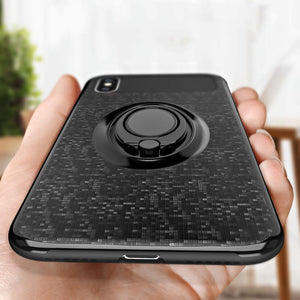 Car Holder Stand Magnetic Bracket Finger Ring Soft Frame+Hard PC Case For iPhone X