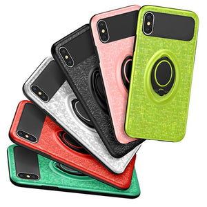 Car Holder Stand Magnetic Bracket Finger Ring Soft Frame+Hard PC Case For iPhone X