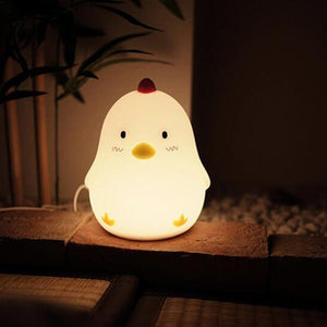 Chicken Alarm Clock Night Lights Silicone Touch Wake Up Chicken Clock Pat Lamp Home Office Decor Lights for Kid's Gifts