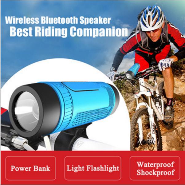 Outdoor Bicycle Portable Subwoofer Bass Wireless Speakers Power Bank+LED light +Bike Mount+Carabiner