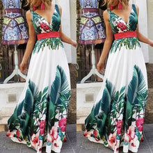 Charger l&#39;image dans la galerie, Lady Summer Holiday Floral Beach Boho Maxi V Neck Print Dress Evening Party Sundress