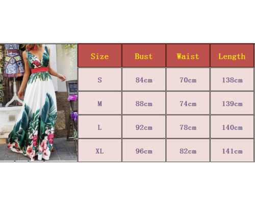 Lady Summer Holiday Floral Beach Boho Maxi V Neck Print Dress Evening Party Sundress
