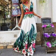 Charger l&#39;image dans la galerie, Lady Summer Holiday Floral Beach Boho Maxi V Neck Print Dress Evening Party Sundress