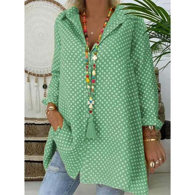 Fashion Women Ladies Casual Shirts 2019 Fashion Long Sleeve Polka Dot Tops Blouse
