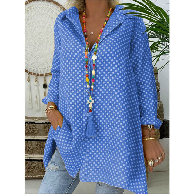 Fashion Women Ladies Casual Shirts 2019 Fashion Long Sleeve Polka Dot Tops Blouse