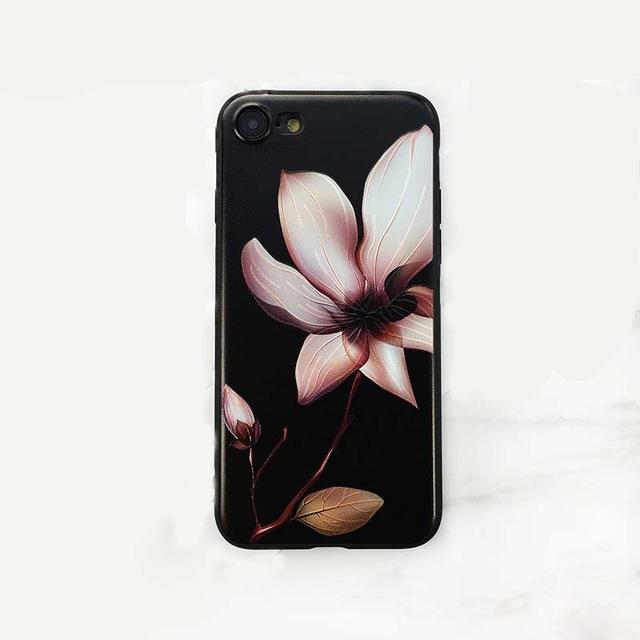 Fashion 3D White Flower Paint Case Vintage Soft TPU Back Cover Cases Coque For iPhone *20% OFF* - ColaPa - Discover Hot Mobile Accessories Online