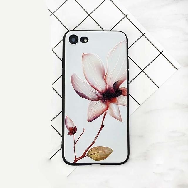 Fashion 3D White Flower Paint Case Vintage Soft TPU Back Cover Cases Coque For iPhone *20% OFF* - ColaPa - Discover Hot Mobile Accessories Online