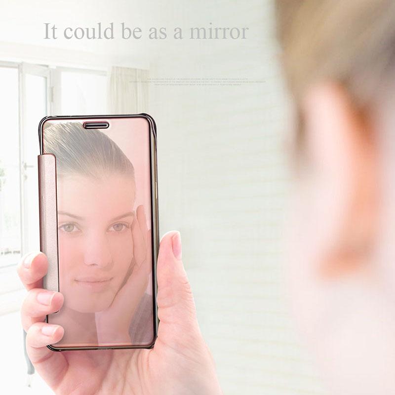 Clear View Flip Slim PC Electroplating Mirror Phone Cases For Samsung