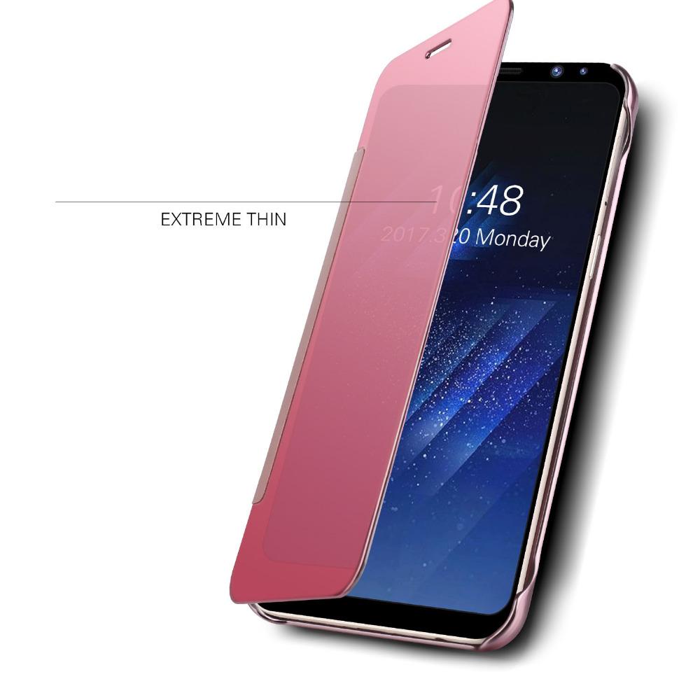 Clear View Flip Slim PC Electroplating Mirror Phone Cases For Samsung
