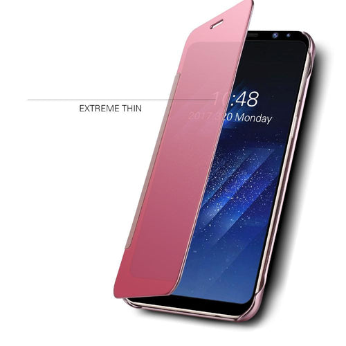 Clear View Flip Slim PC Electroplating Mirror Phone Cases For Samsung