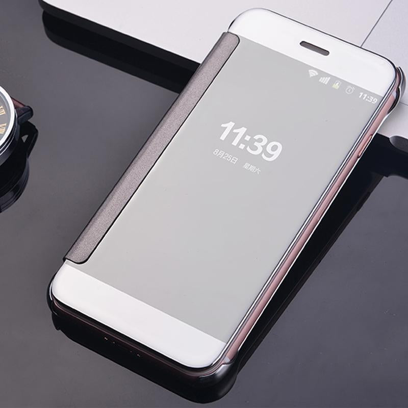 Clear View Flip Slim PC Electroplating Mirror Phone Cases For Samsung