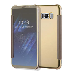 Clear View Flip Slim PC Electroplating Mirror Phone Cases For Samsung