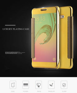 Clear View Flip Slim PC Electroplating Mirror Phone Cases For Samsung