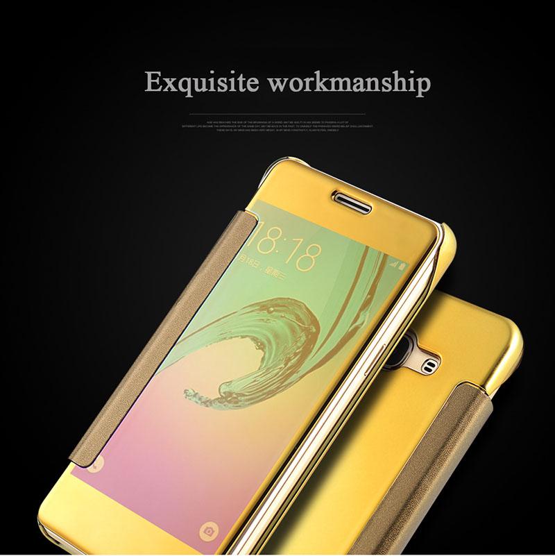Clear View Flip Slim PC Electroplating Mirror Phone Cases For Samsung