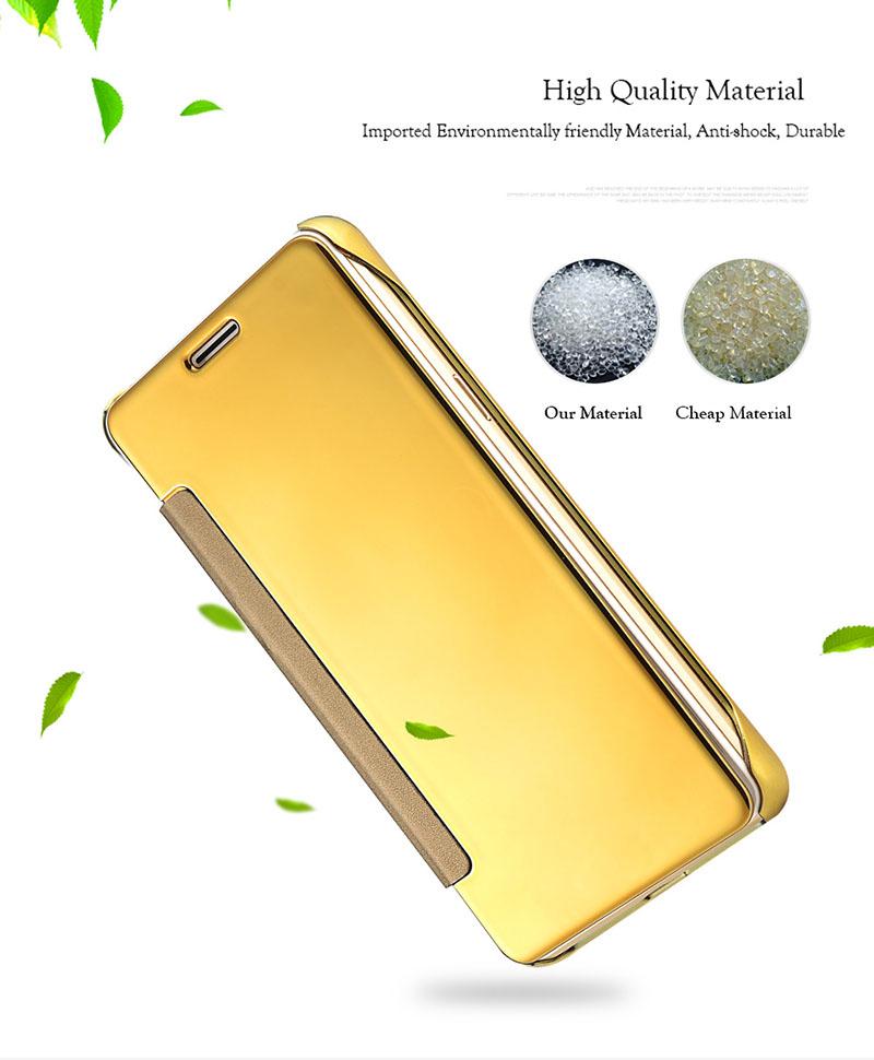 Clear View Flip Slim PC Electroplating Mirror Phone Cases For Samsung