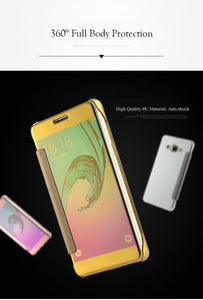 Clear View Flip Slim PC Electroplating Mirror Phone Cases For Samsung