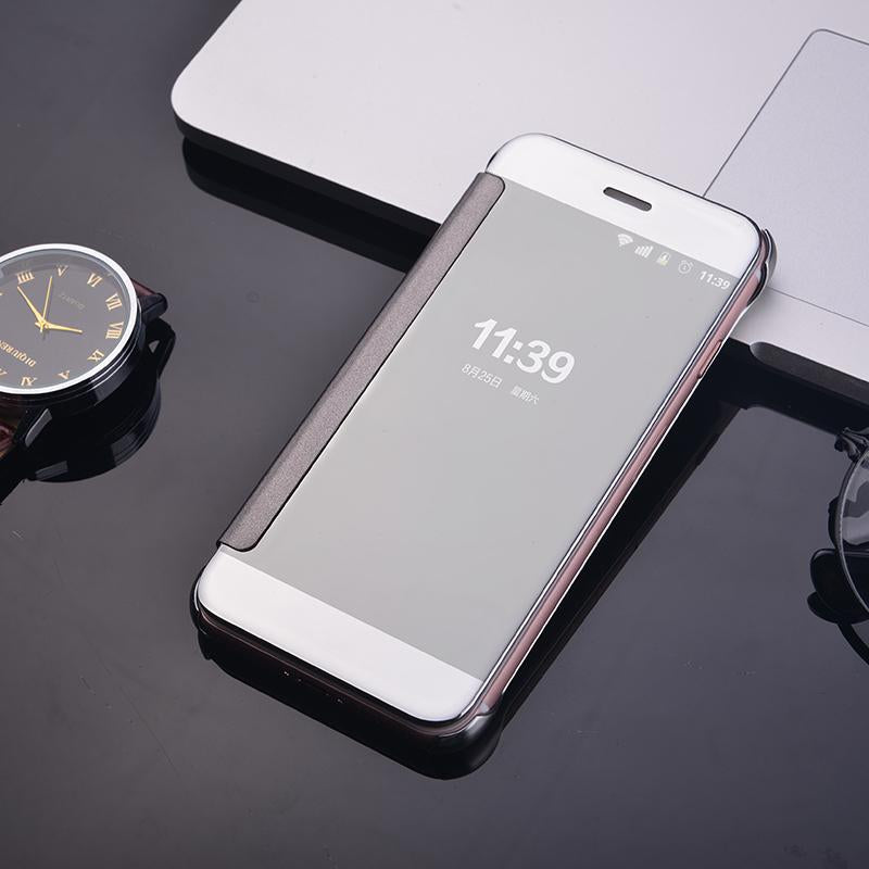Clear View Flip Slim PC Electroplating Mirror Phone Cases For Samsung