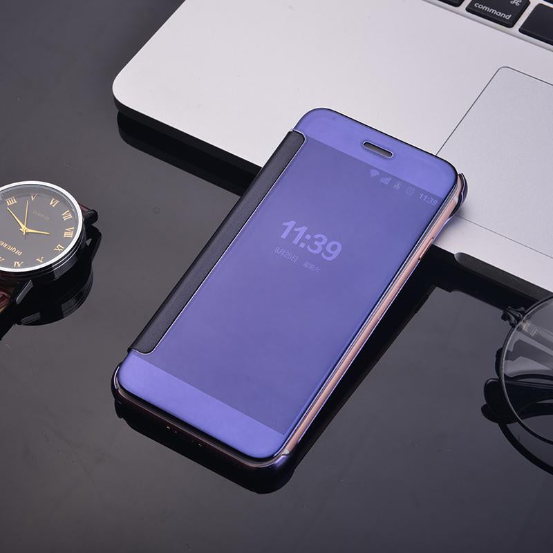 Clear View Flip Slim PC Electroplating Mirror Phone Cases For Samsung