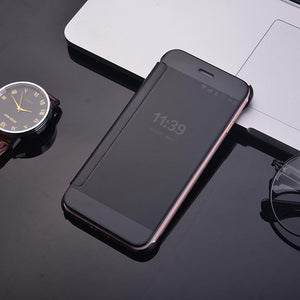 Clear View Flip Slim PC Electroplating Mirror Phone Cases For Samsung