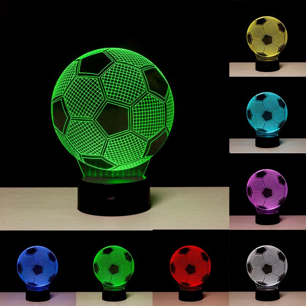Creative 3D illusion Lamp LED Night Lights 3D football Discoloration Colorful Atmosphere Lamp Novelty Lighting