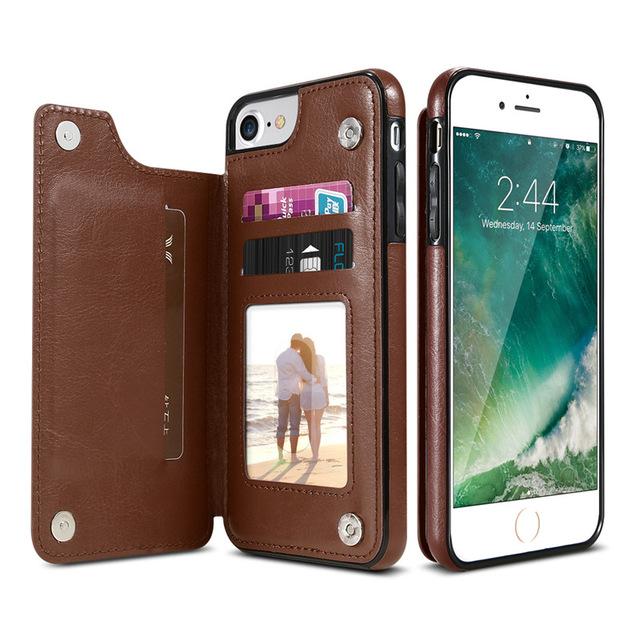 Retro PU Leather Case For iPhone X 6 6s 7 8 Plus Multi Card Holders Case Cover For iPhone 8 7 6 6s Plus X Phone Shells