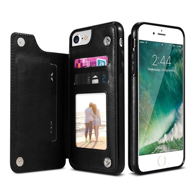 Retro PU Leather Case For iPhone X 6 6s 7 8 Plus Multi Card Holders Case Cover For iPhone 8 7 6 6s Plus X Phone Shells