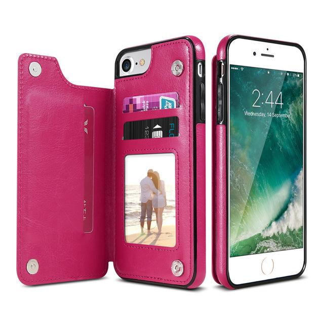 Retro PU Leather Case For iPhone X 6 6s 7 8 Plus Multi Card Holders Case Cover For iPhone 8 7 6 6s Plus X Phone Shells