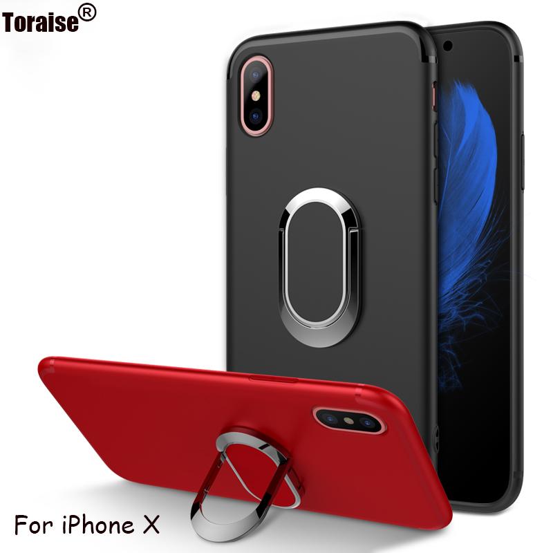 Toraise Case for iPhone X Car Holder Stand Magnetic Suction Bracket Finger Ring TPU Case For iPhoneX - ColaPa - Discover Hot Mobile Accessories Online