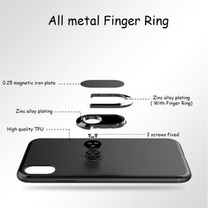 Toraise Case for iPhone X Car Holder Stand Magnetic Suction Bracket Finger Ring TPU Case For iPhoneX - ColaPa - Discover Hot Mobile Accessories Online
