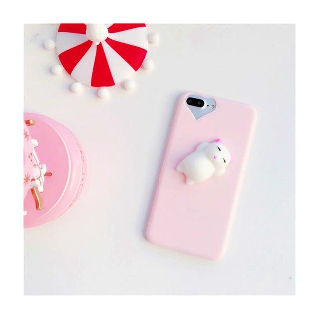 Cute Silicon Cartoon Cat Cases For iPhone 7 7 Plus 6 6s Cover Coque