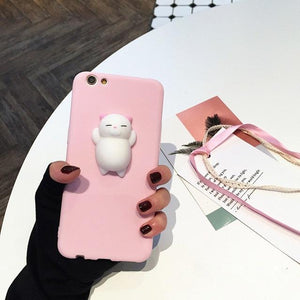 Cute Silicon Cartoon Cat Cases For iPhone 7 7 Plus 6 6s Cover Coque