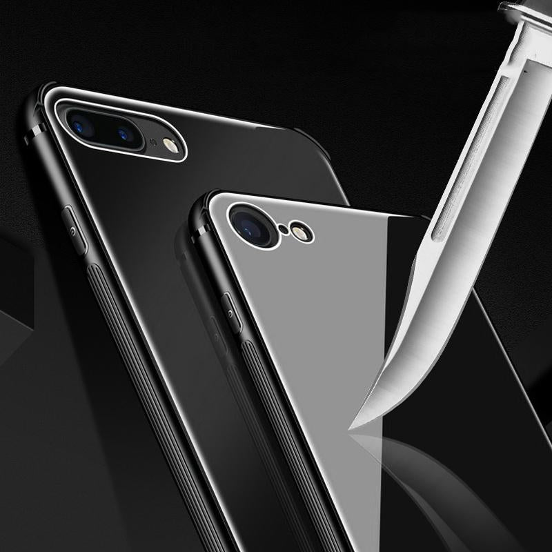 Luxury Soft TPU+Rigid Glass PC Back Cove Case For iPhone Anti-knock
