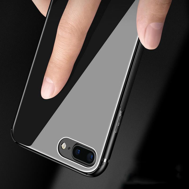 Luxury Soft TPU+Rigid Glass PC Back Cove Case For iPhone Anti-knock