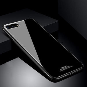 Luxury Soft TPU+Rigid Glass PC Back Cove Case For iPhone Anti-knock