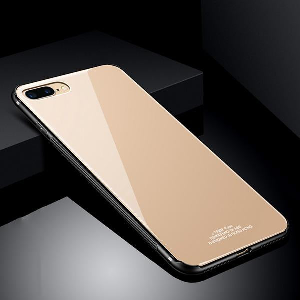 Luxury Soft TPU+Rigid Glass PC Back Cove Case For iPhone Anti-knock