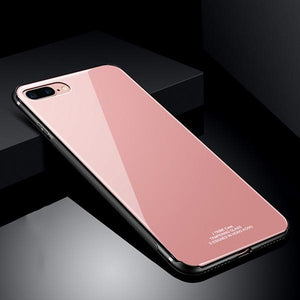 Luxury Soft TPU+Rigid Glass PC Back Cove Case For iPhone Anti-knock