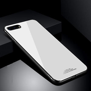 Luxury Soft TPU+Rigid Glass PC Back Cove Case For iPhone Anti-knock