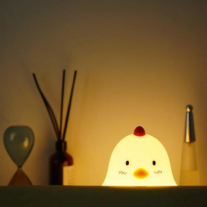 Chicken Alarm Clock Night Lights Silicone Touch Wake Up Chicken Clock Pat Lamp Home Office Decor Lights for Kid's Gifts