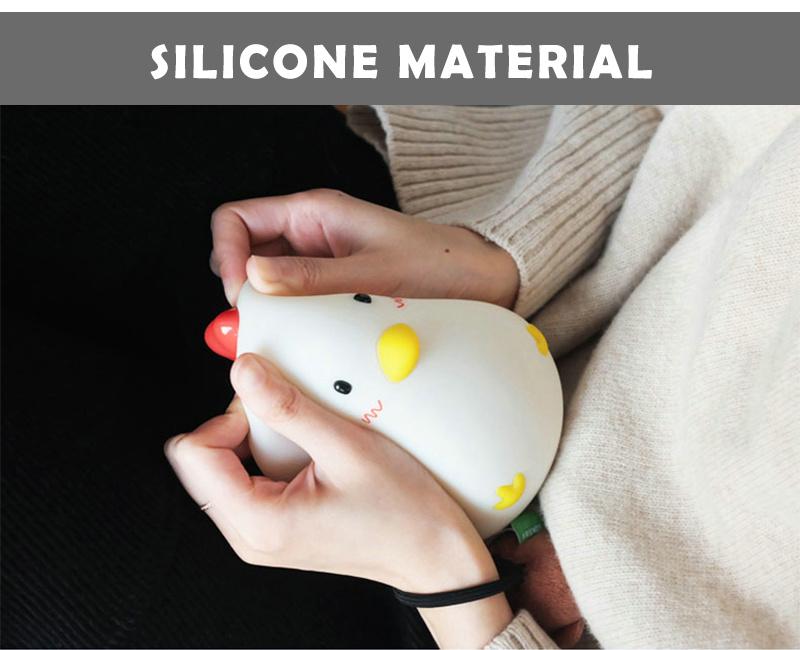 Chicken Alarm Clock Night Lights Silicone Touch Wake Up Chicken Clock Pat Lamp Home Office Decor Lights for Kid's Gifts