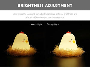Chicken Alarm Clock Night Lights Silicone Touch Wake Up Chicken Clock Pat Lamp Home Office Decor Lights for Kid's Gifts