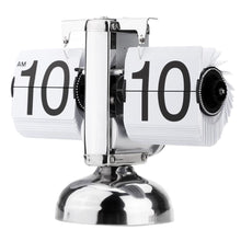 Charger l&#39;image dans la galerie, 2018  Small Scale Table Clock Desktop Retro Flip Clock Stainless Steel Flip Internal Gear Operated Quartz Clock